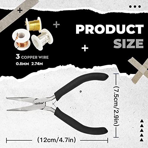 The Indivshow Bent Needle Nose Pliers(Flat Smooth Jaw) With20 Gauge Copper Wire(Gold/Silver/Copper) Jewelry Pliers For Crafting And Repair, Jewelry Making Supplies #TOP1