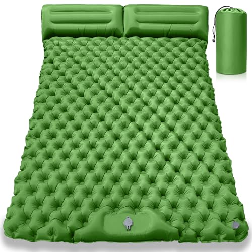 JUQG Colchoneta Inflable Doble para Dormir, Colchoneta Hinchable Impermeable con Bomba de Pie y Almohada, Ultraligera y Portátil, Adecuada para Camping, Senderismo, Viajes y Actividades al Aire Libre