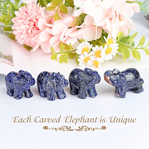 Smq Sodalite Crystal Elephant Statue,Hand Carved Healing Crystal Gemstone Blue Elephant Animal Figurine Crafts Gifts Decor For Home Office Desk #TOP2