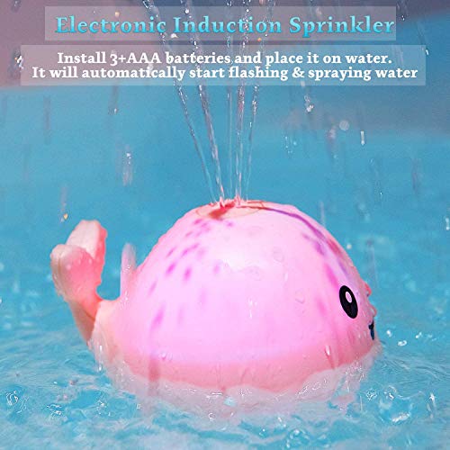 HLXY Baby Bath Toy, Water Spraying Whale Squirt Toy LED Light Up Bath Toys Bathtub Shower Pool Bathroom Toy for Baby Toddler Infant Kid Water Electronic Induction Sprinkler - Thumbnail 3
