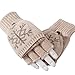 Lerben Winter Wool Crochet Convertible Gloves Warm Snowflake Mittens With Mitten Cover (khaki)