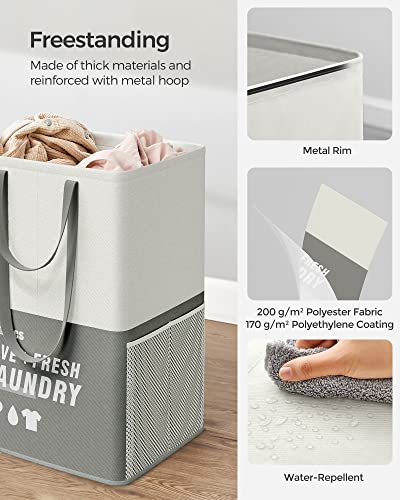 Songmics Laundry Baskets, Laundry Hamper With 2 Compartments, 23.8 Gallon (90L) Set Of 2 Collapsible Water-Repellent Clothes Hampers, Tall Laundry Bag For Bedroom Bathroom, Dark Gray Ulcb209G22 #TOP4