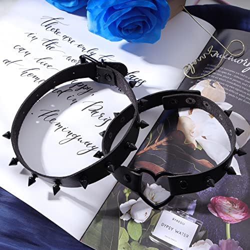 JJDreams Studded Punk Choker for Women Punk Gothic PU Leather Heart Spike Rivet Necklace Collar Jewellery Adjustable