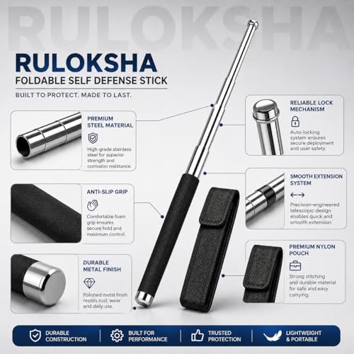 Image of Foldable Extendable Pointer Stick - Premium Stainless Steel Wand with Anti-Slip Grip, Comfortable Grip & Hiking Stick, Extendable Compact Storage & Easy Carry (Pack - 1)