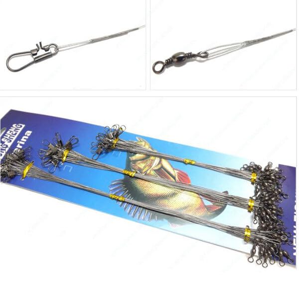 18/23/28CM Waterproof Anti Bite Steel Wire Leader Fishing Line with Pin Ring 1 Set