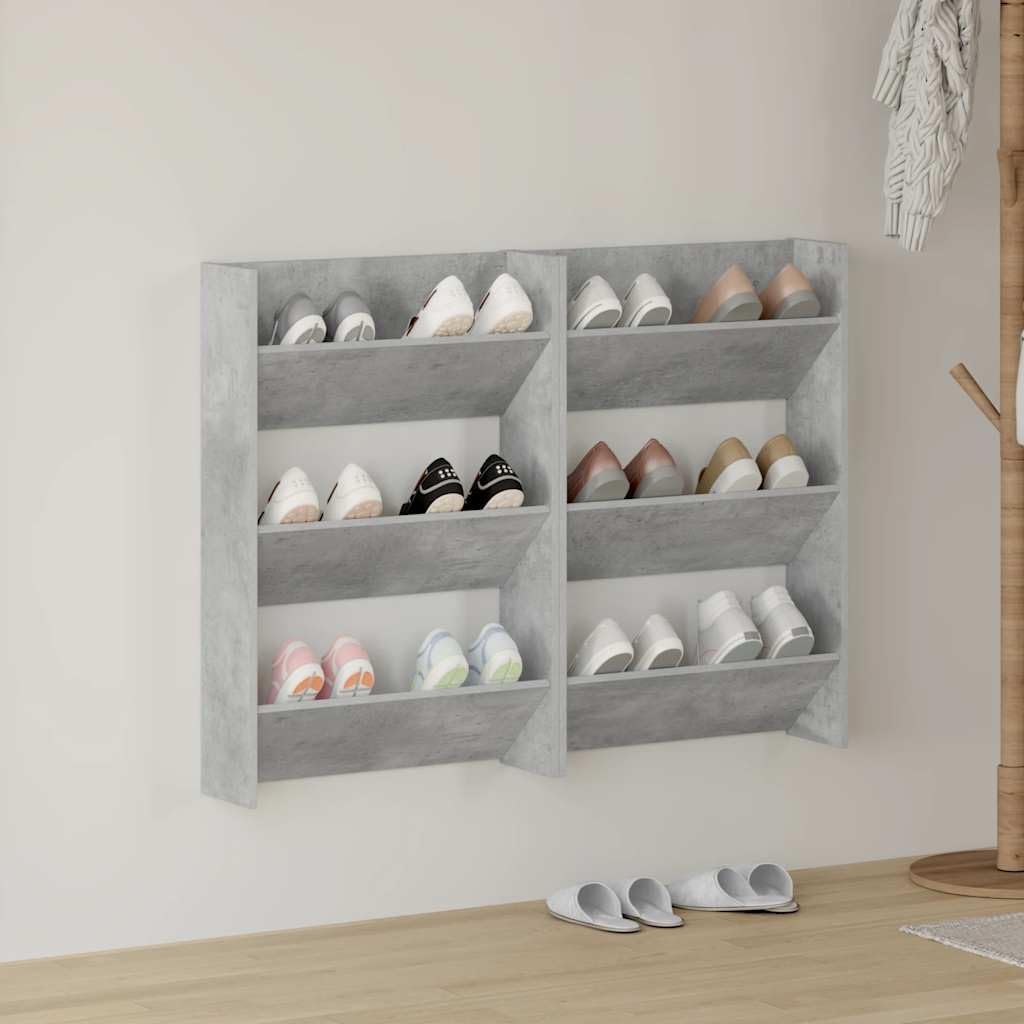 Armoire à chaussures murale gris béton lot de 2 en bois 60cm