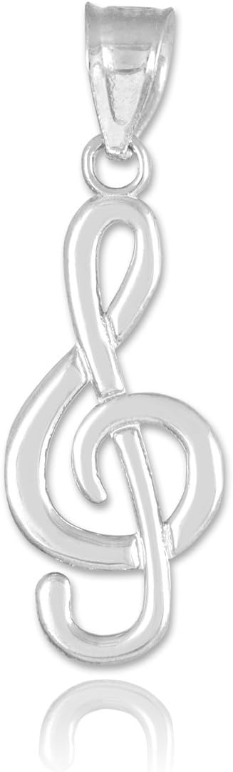 925 Sterling Silver Treble Clef Pendant Necklace with Rolo Chain and Pendant only