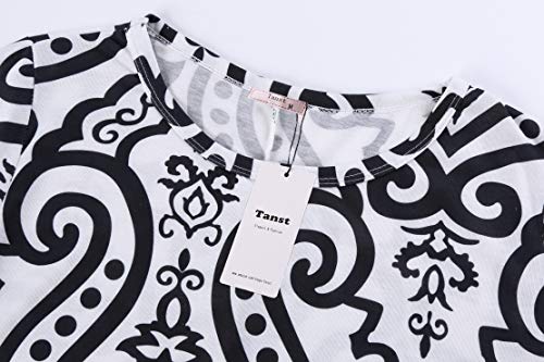 Image of Tanst Sky Womens Casual Round Neck Plus Size Floral Tunic Shirt Dress with Pockets