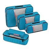 Travel Packing Cubes, Gonex Luggage Organizers L+M+2Slim+Laundry Bag Blue