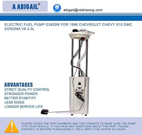 Miniatura 2 de Bomba de combustible eléctrica E3920M Repalcement para compatible con Chevy S10 GMC Sonoma V6 4.3L 1996