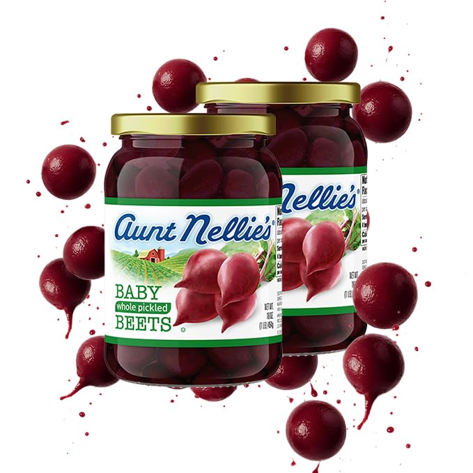 Aunt Nellie’s Whole Pickled Baby Beets – Bite-Size in Sweet Tangy Brine – (16 oz, 2-Pack)