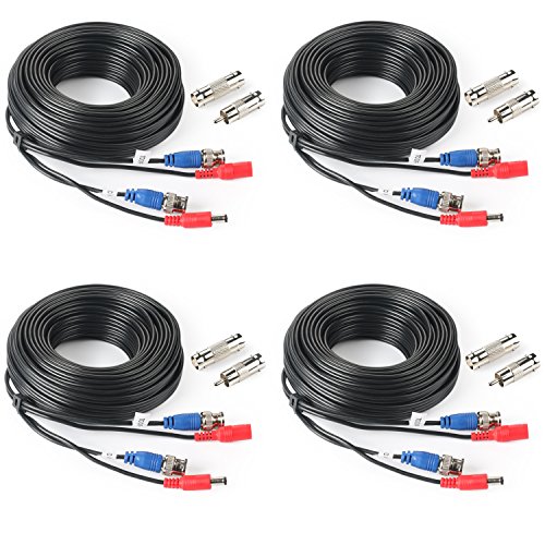 Câble BNC vidéo et alimentation CCTV kit 4 pièces 33FT avec connecteur RCA femelle