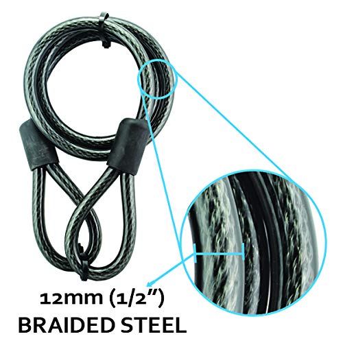 Lumintrail 12Mm Heavy Duty Security Cable, Vinyl Coated Braided Steel Flex Cable With Double Looped Ends - 2 Pack (4-Ft 2 Pack) #TOP3