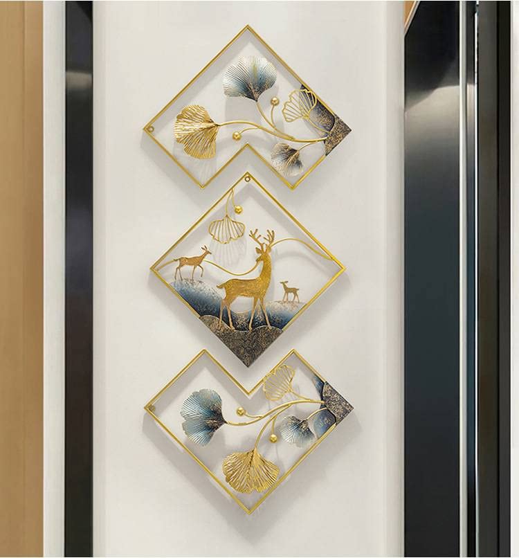 Image of Metal deer frame design wall art size 60x24 inch F K Metal. Home Decor