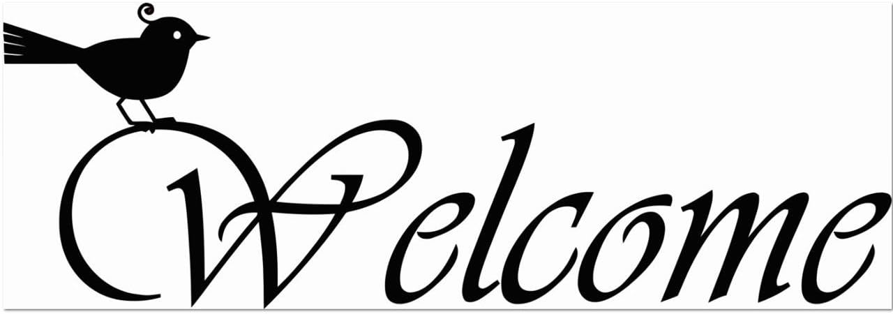 Vinyl Wall Decal - Welcome with a bird Picture Art - Living Room - Peel & Stick Sticker - 22 Colors Available 10X22