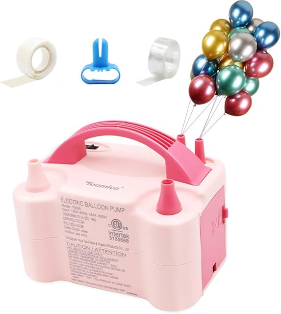 Tuomico Balloon Pump Electric Air Pump with 50 PCS Metallic Balloons and Tie Tool for Christmas, Birthday,Party Decoration