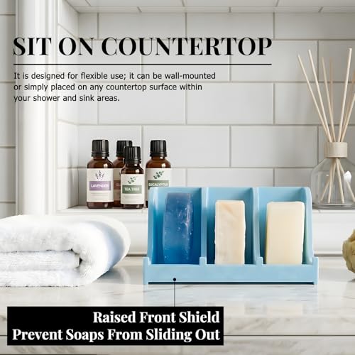 Image of Soap Holder for Shower Wall, 3-Compartment Soap Dish for Shampoo, Conditioner and Body Soap, Fast Draining & Rust-Proof & Heavy Duty, Ultra-Strong Adhesive for Long-Term Bathroom Use & Freestanding
