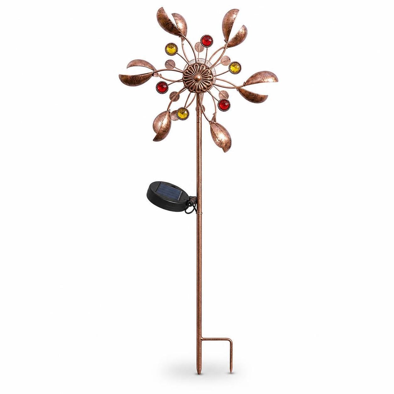 Molinillo Viento Solar Metal con Estaca para Jardín, Escultura Viento con Luces para coración Exterior, Molino de Viento 2 (Solar no Luminoso) de Alta rentabilidad