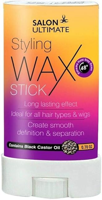 Salon Ultimate Hair Styling Wax Stick With Black Castor Oil For Wig&Unisex Hair 0.70oz