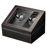 10 Watch Winder Box with Silent Bidirectional Motor & Carbon Fiber PU Leather, 4 Rotating +6 Storage Compartments, 10dB Quiet Automatic Watch Winder for Men/Women, Home/Store Display, Glass Window