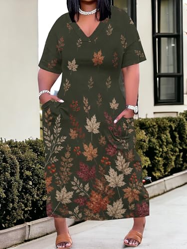 Image of PinkPatty Women's Oversize V Neck Short Sleeve Maxi Dress with Pockets
