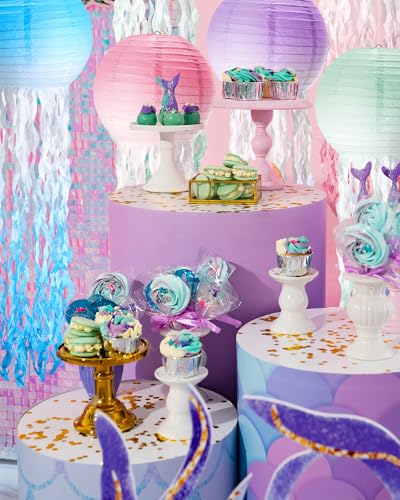 18 Pcs Jellyfish Paper Lanterns Jellyfish Lantern Hanging Decoration Ocean Theme Party Supplies Mermaid Birthday Decorations for Baby Shower Under The Sea Birthday Party Supplies(Gradient Color) - Thumbnail 3