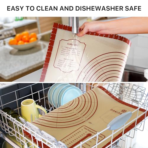 Image of Silicone Baking Mat,28 inch x 20 inch Extra Thick Large Non Stick Sheet Mat with Measurement Non-slip Dough Rolling Mat,Reusable Food Grade Silicone Counter Mat for Making Cookies,Macarons,Bread and Pastry