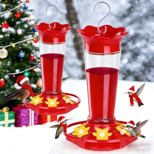 Gbekery Glass Hummingbird Feeders for Outdoors Hanging Ant and Bee Proof Clear 10 OZ 2 Pack Bird Feeders for Outside Hanging 6 Feeding Stations Bird Nectar Feeder for Garden Yard Décor Gifts for Mom