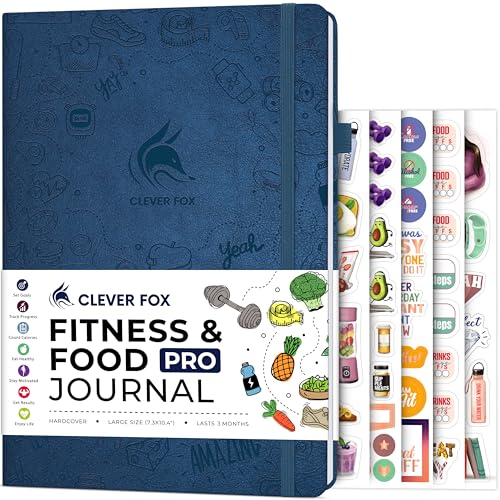 Clever Fox Fitness & Food Journal PRO – Täglicher Workout- und Mahlzeitenplaner für Damen und Herren – Trainings- und Gewichtsverlust-Tagebuch, 18,5 x 26,4 cm, (Mystic Blue)