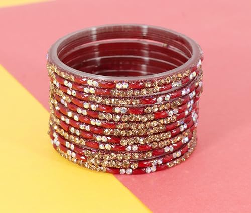 Glass Bangles With Zircon Stone Fancy Set - KS5-Combo_B-2.6