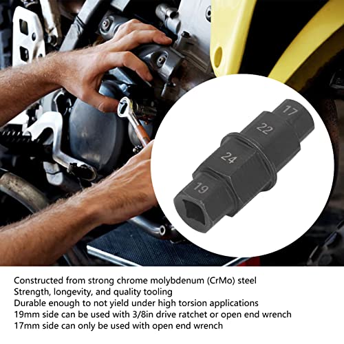 ViaGasaFamido Strumento Asse Esagonale per Motociclette, Adattatore Mandrino Ruota Anteriore 17-24mm, Nero