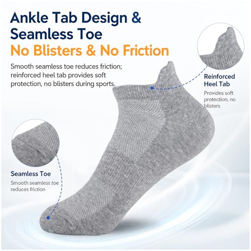 Image of Ankle Socks for Women Thin Breathable Mesh Athletic Socks, Moisture Wicking Low Cut Heel Tab, 6 Pairs