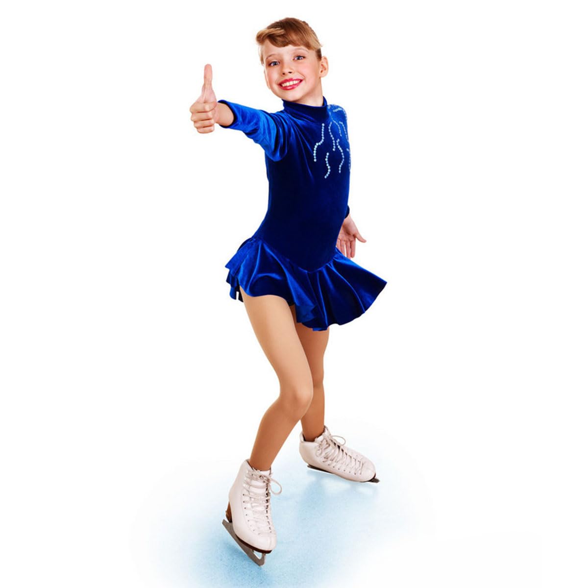 purpleq Damen Langarm Eiskunstlauf Kleid Kinder Mädchen Samt Langarm Strass Gymnastik Rollkragenpullover Langarm Kürkleid Mit Strass Rollkunstlauf Wettbewerb Tanzanzug