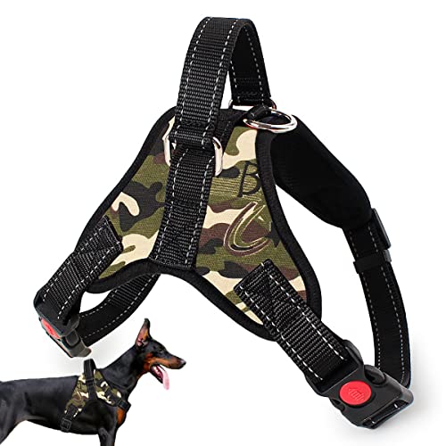 Hundegeschirr, Brustgeschirr mittelgroße Grosse Pet, Atmungsaktiv, Sicherheit Reflektierend, Verstellbar, Leicht Zu Tragendes Hundegeschirr, Perfekt Zum Spazieren Und Joggen (M, Tarnung) Cover