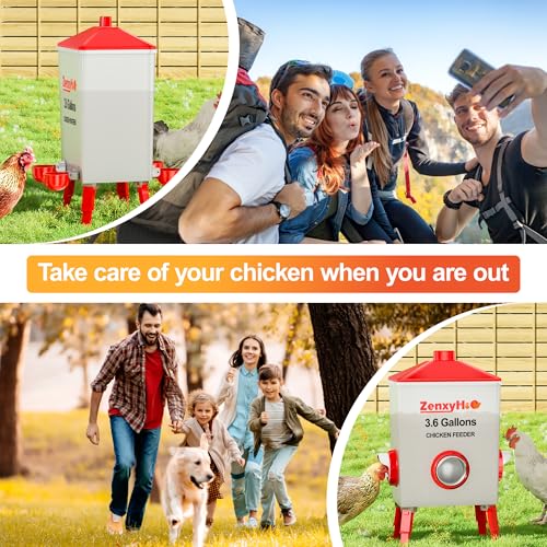 ZenxyHoC 3.6 Gallons Chicken Waterer Bucket with Adjustable Legs and Anti Roost Cone - Thumbnail 7