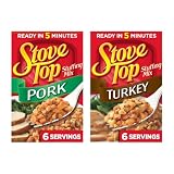 Stove Top Stuffing Mix Variety Pack, Pork & Turkey Stuffing, Instant Side Dish for Holiday Meals, Ready in...