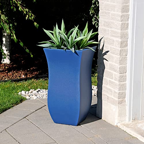 Mayne Valencia 30In Tall Planter - Neptune Blue - 16In X 16In X 30In - With Removable Plug, Polyethylene (5874-Nb) #TOP3