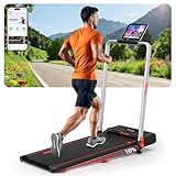 Wenoker Treadmill for home with slope, walking path up to 12 km/h, Treadmill foldable with 12 preset programs, electric treadmill with LED display, remote control and app