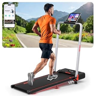 Wenoker Treadmill for home with slope, walking path up to 12 km/h, Treadmill foldable with 12 preset programs, electric treadmill with LED display, remote control and app