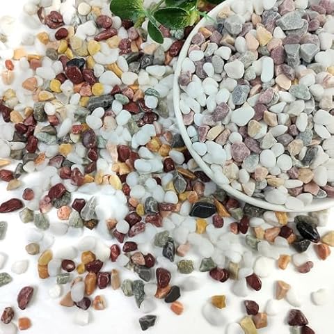 SHIZWU 5lbs Mixed Color Pebbles for Plants, 3/8inch Small Rocks for Succulent Cactus Planters, Natural Polished Pebbles, River Rocks for Plants, Vases, Aquariums, Gardening Cover