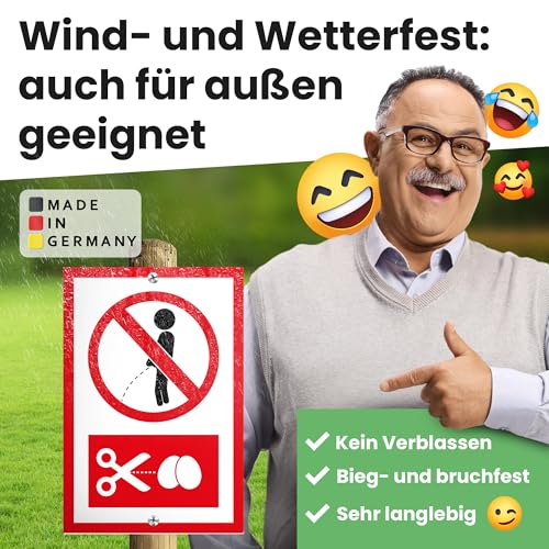 DankeDir! Pinkeln verboten - Schild 20 x 30 cm - Türschild lustig hier nicht Urinieren - Wildpinkeln nicht erlaubt - Verbot Wildpinkler Garten Pissen Gartenschild Wiese
