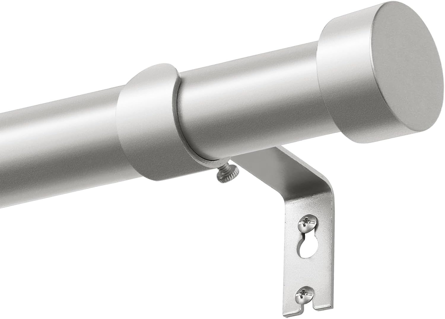 KAMANINA Silver Curtain Rods 32 to 144 Inch (2.6-12 Feet), 1 Inch Heavy Duty Window Curtain Rod, Modern Adjustable Drapery Rods with End Cap (32"-144") Silver 32-144"