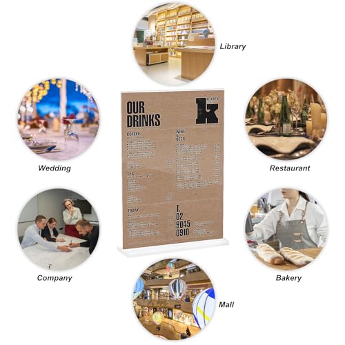 LiuHancsqd 4 Stück A5 Acryl Aufsteller, Tischaufsteller A5, Menükartenhalter, Speisekartenhalter, Postkartenständer, Werbeaufsteller, Transparent Acryl Tischständer für Restaurants Büro Menü