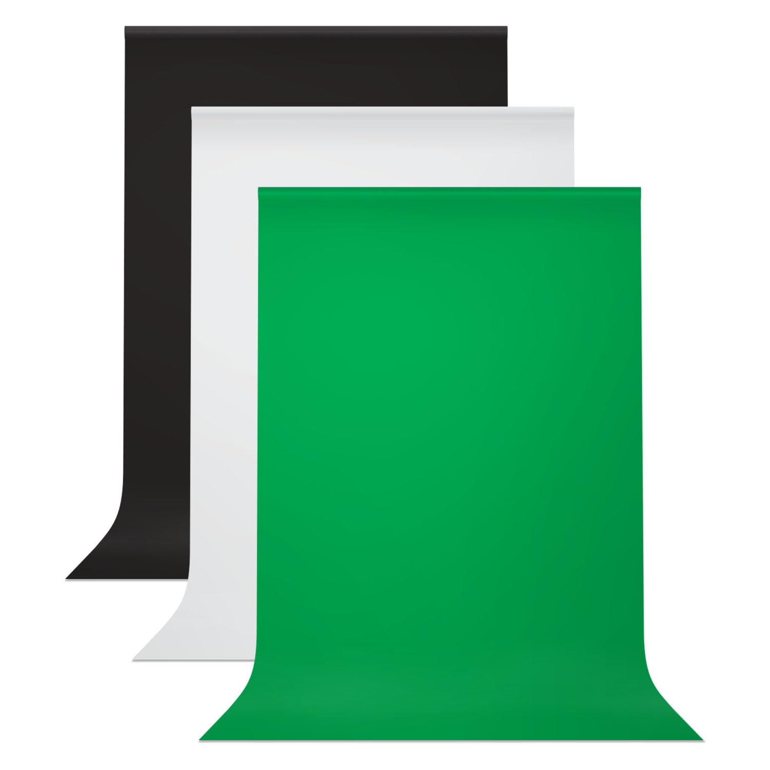 Julius Studio 10 x 20 ft. (W x H) White, Black, Green Backdrop Background Screen Bundle, High Density Premium A+ Grade>200GSM Synthetic Fabric Professional, Wrinkle Resistant, True Chromakey, JSAG845