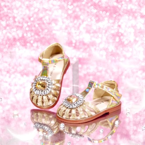Image of Felix & Flora Toddler Girls Sandals Soft Rubber Princess Flat Shoes Flower Girl Shoes
