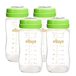 Matyz 4-PACK Breastmilk Storage Bottles With Lids (Green, 8oz Each) - Wide Mouth Breastmilk Collection Storage Bottle - Leakproof Breast Pump Bottle for Spectra Medela Philips Breast Pumps