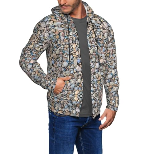 Sweat à capuche manches longues imprimé galets style décontracté - 6