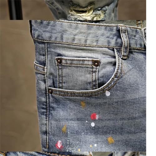 Men's Spring Ripped Elastic Small Legs Casual Slim Comfortable Large Size Jeans2