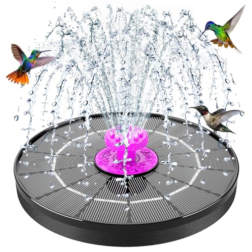 Solar Bird Bath Fountain Pump, 2026 Upgrade 4W Solar Powered Water Pump, Outdoor 6.3 Inch Water Fountain Pump with 8 Nozzles, Hummingbirds, Garden, Patio, Pool, Pond