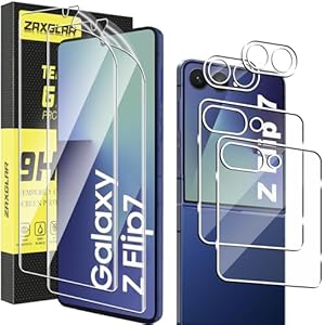 ZAXGLAR Schutzfolie für Samsung Galaxy Z Flip 7 für Panzerglas,2 Stück 9H Härte Externe für Panzerglas + 2 Pcs Weiche TPU Innere Displayschutz + 2 Pcs Kameraschutz,HD Displayschutz
